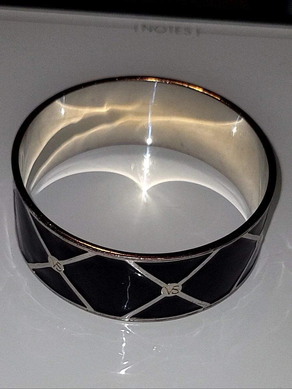 Victoria's Secret Black Enamel VS Logo Hinged Bangle Bracelet 2.5